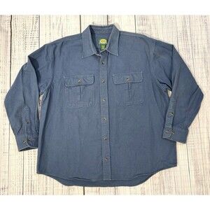 Cabela's Chamois Shirt Mens XL Blue Heavy Flannel Button Up
